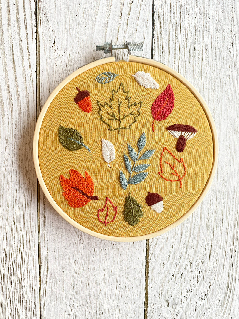 Autumn Leaves hand embroidery kit